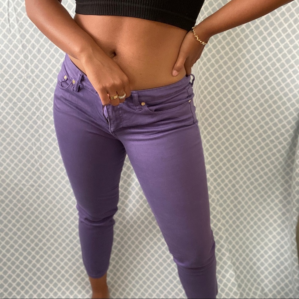 Purple Tory Burch Alexa cropped skinny jeans